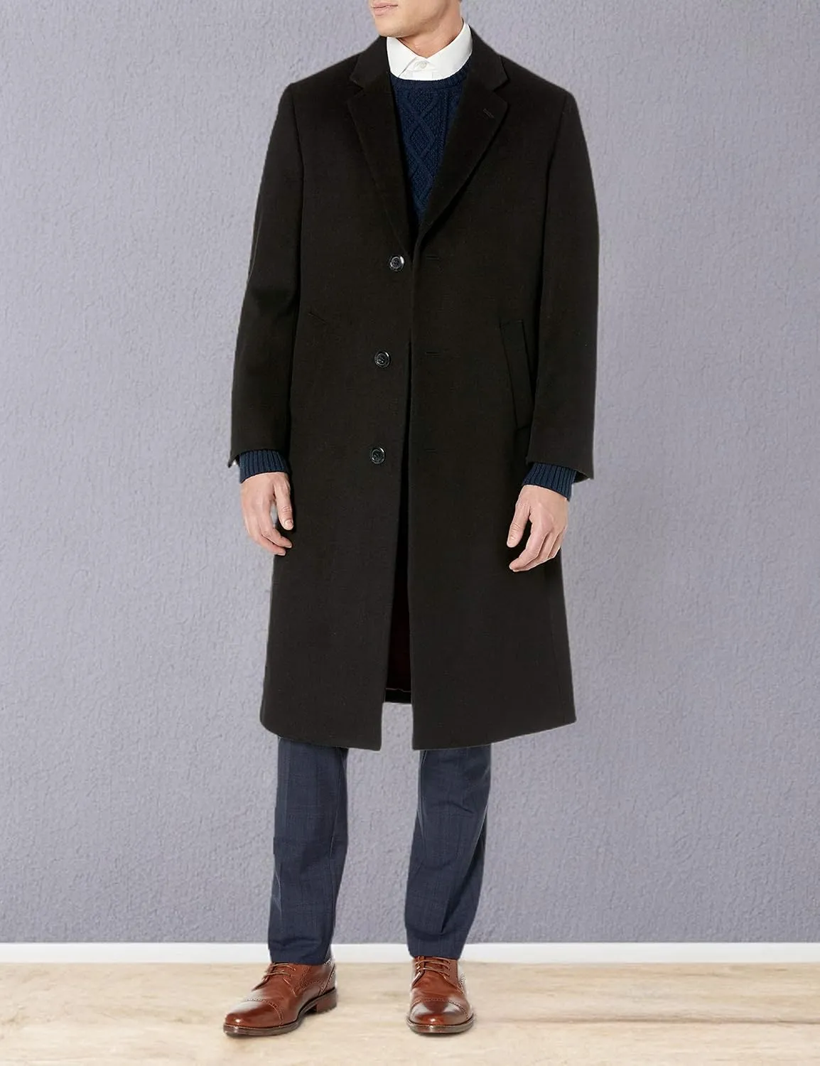 Adam Baker Men's Single Breasted Luxury Wool Full Length Topcoat - Available in Colors