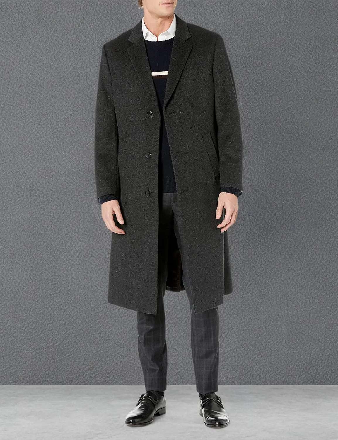 Adam Baker Men's Single Breasted Luxury Wool Full Length Topcoat - Available in Colors