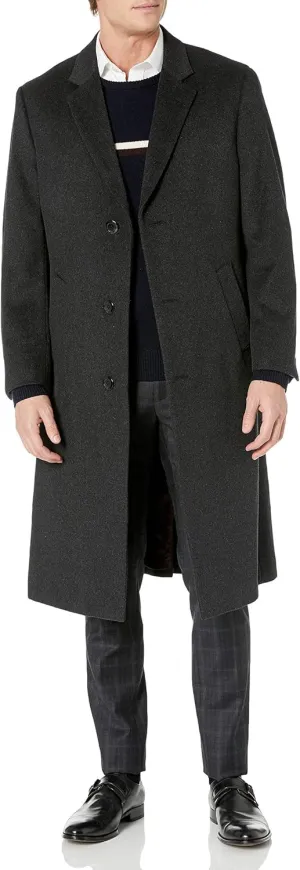 Adam Baker Men's Single Breasted Luxury Wool Full Length Topcoat - Available in Colors