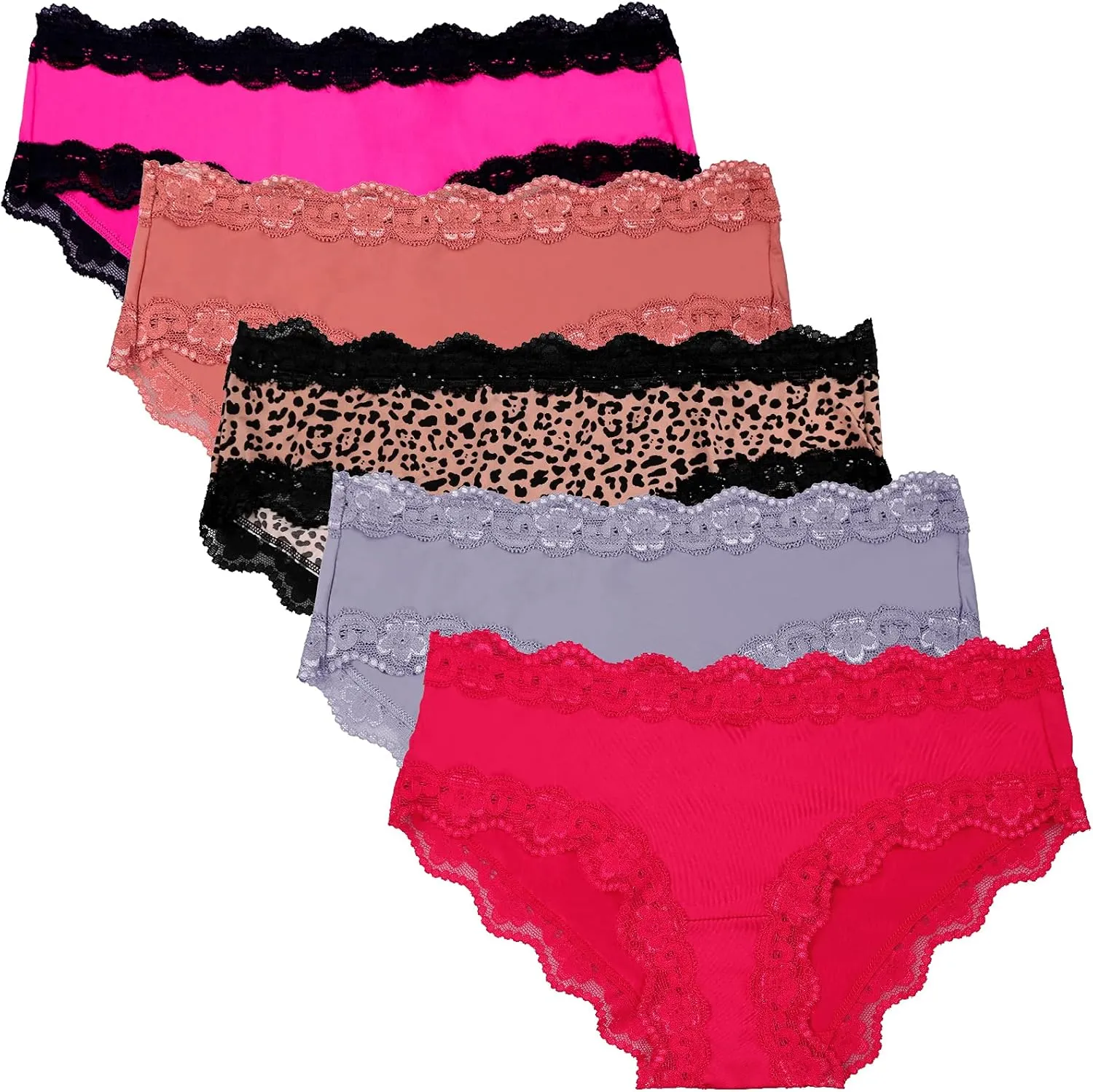 ADOVAKKER Women's Underwear Low Rise Lady Micro Smooth Breathable Briefs Hipster Panties Multipack Printing J-S1