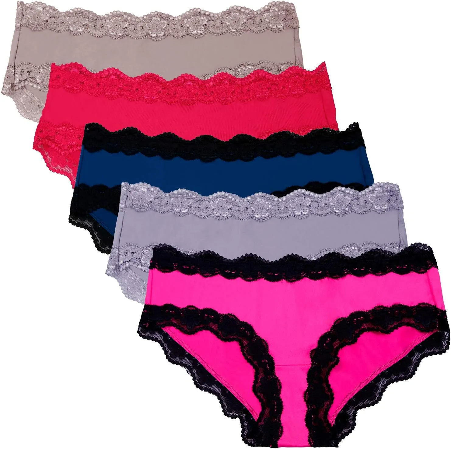 ADOVAKKER Women's Underwear Low Rise Lady Micro Smooth Breathable Briefs Hipster Panties Multipack Printing J-S1
