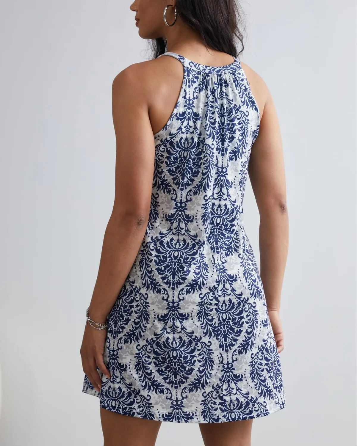ANYFITTING Summer Dress with Built in Bra Casual Beach Sundress Flowy Halter Mini Short Dresses for Women 2025