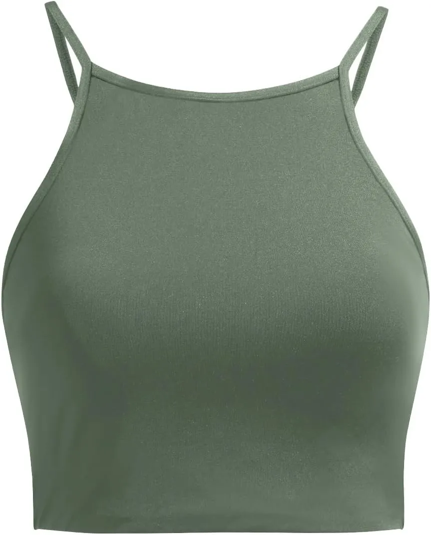 Aqua Eve Women's Sport Bra Bikini Tops Racerback Swimsuit High Neck Bathing Suit Crop Swim Tops Only No Bottom
