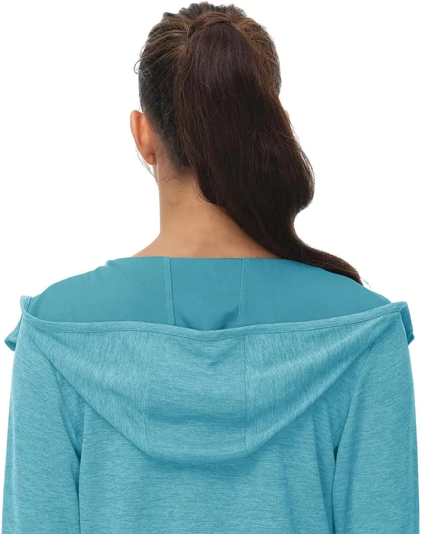 BASUDAM Women's Hiking Shirts Lightweight UPF 50  Sun Protection Open Zippered Outdoor Hoodie Jackets