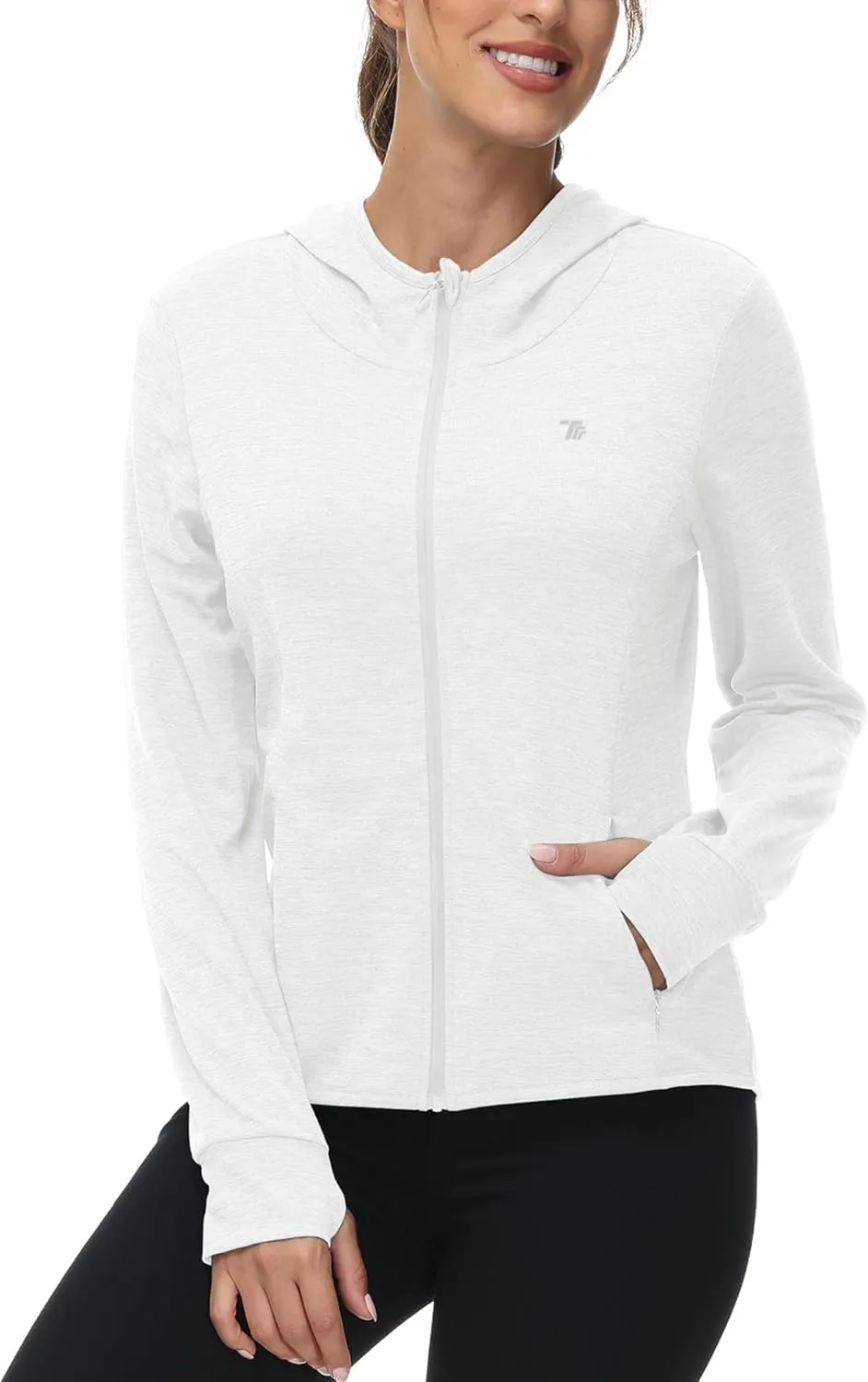 BASUDAM Women's Hiking Shirts Lightweight UPF 50  Sun Protection Open Zippered Outdoor Hoodie Jackets