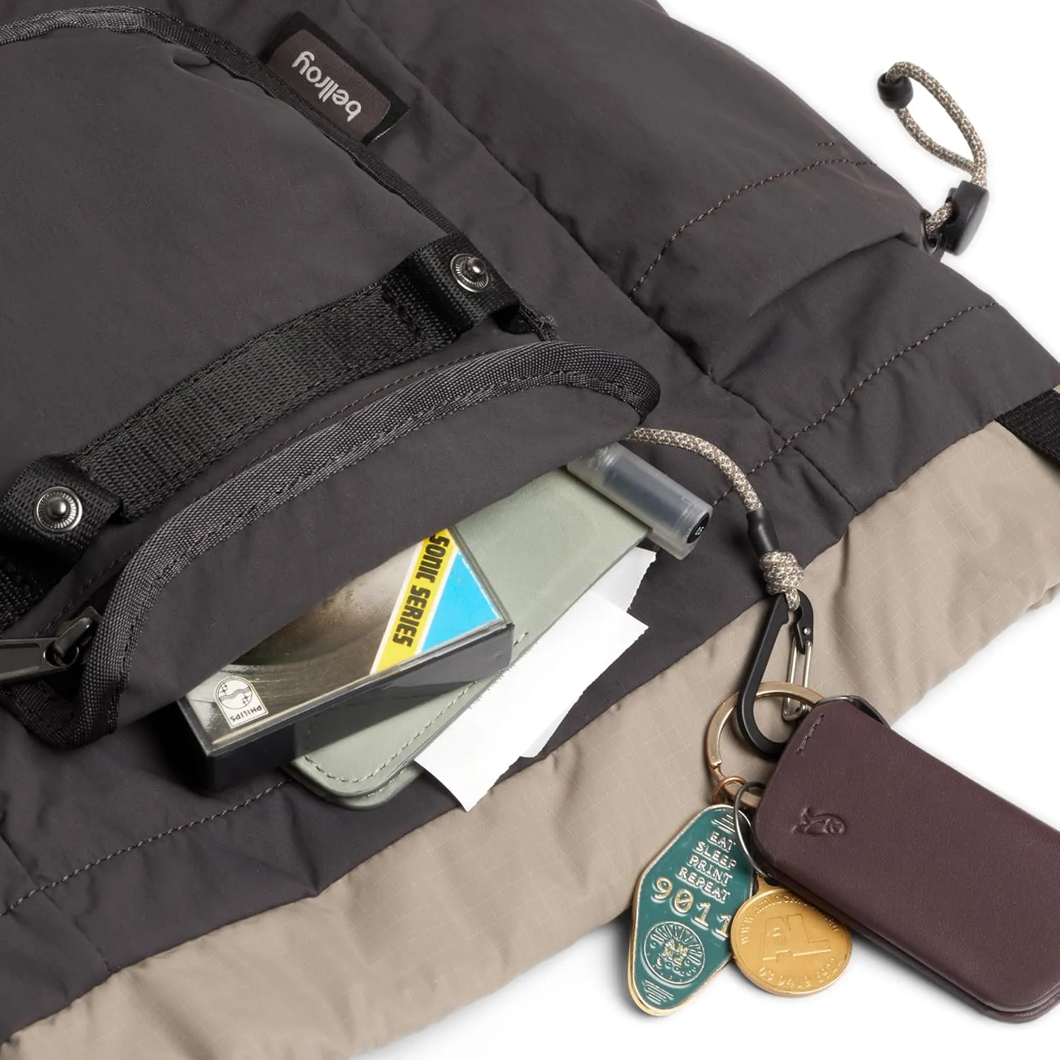 Bellroy Cinch Minipack (lightweight 9 liter backpack with external organization and adjustable shoulder straps) - Charcoal
