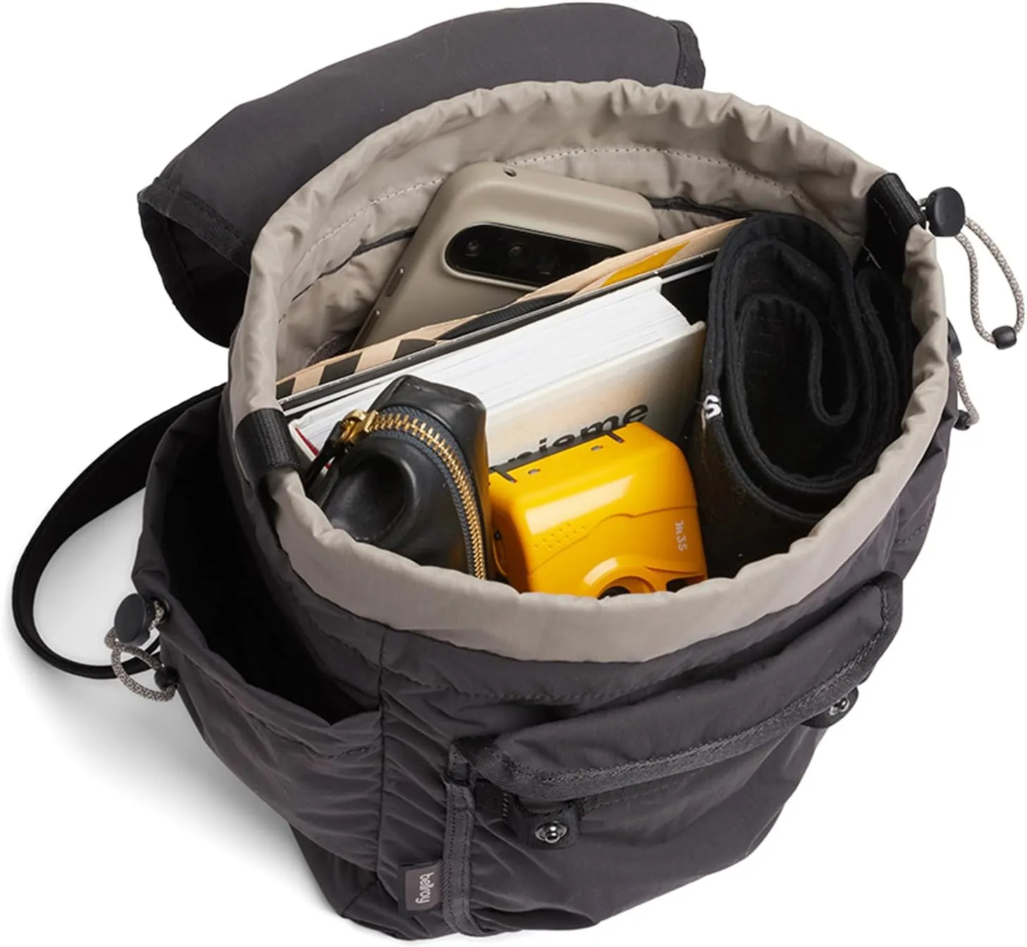 Bellroy Cinch Minipack (lightweight 9 liter backpack with external organization and adjustable shoulder straps) - Charcoal