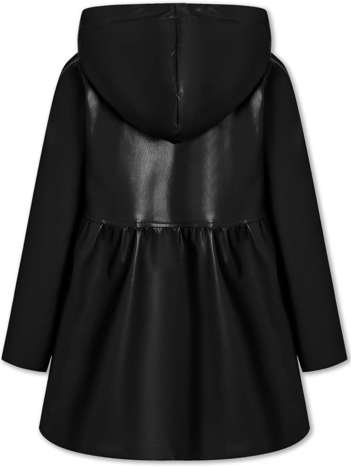 Betusline Kids Girls PU Faux Leather Trench Coat Hooded Winter Outwear Jackets, 2-14 Years