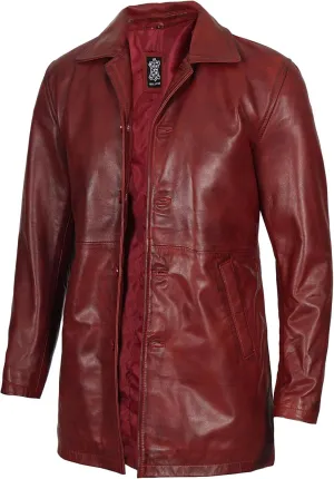 Blingsoul Leather Coats for Men - Vintage Style Long Leather Jacket Men