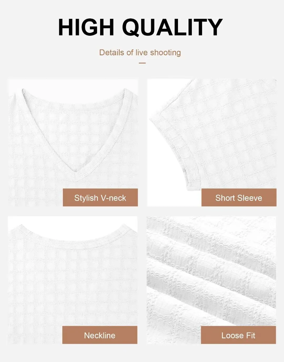 Bliwov Womens Summer Texture Tops Dressy Casual V Neck Short Sleeve T Shirts for Women 2025 Going Out Trendy Basic Outfits