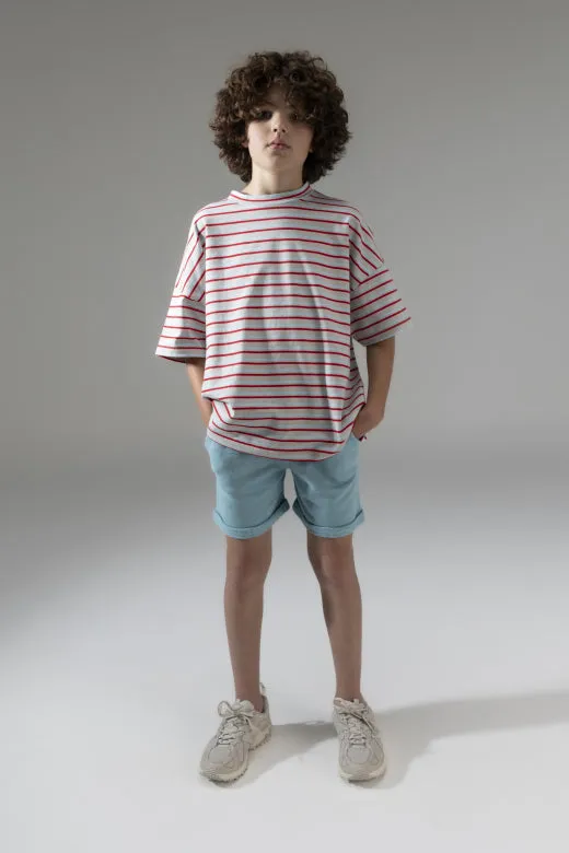 Boxy T-Shirt Cherry Stripe