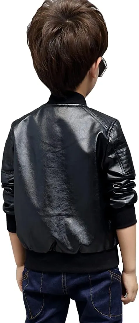 Boys' Outerwear Jackets,Kids Faux Leather Jacket, children's motorcycle Faux leather zipper coat