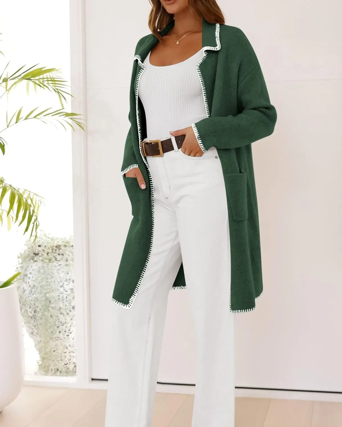 BTFBM Women's Open Front Cardigan Lapel Coatigan Lady 2024 Fall Winter Jacket Outwear Long Sweater Blazer with Pockets
