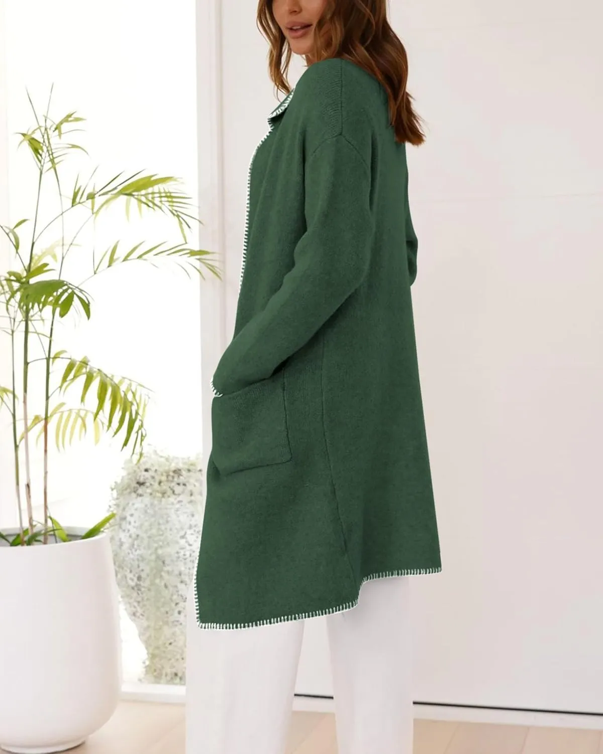BTFBM Women's Open Front Cardigan Lapel Coatigan Lady 2024 Fall Winter Jacket Outwear Long Sweater Blazer with Pockets