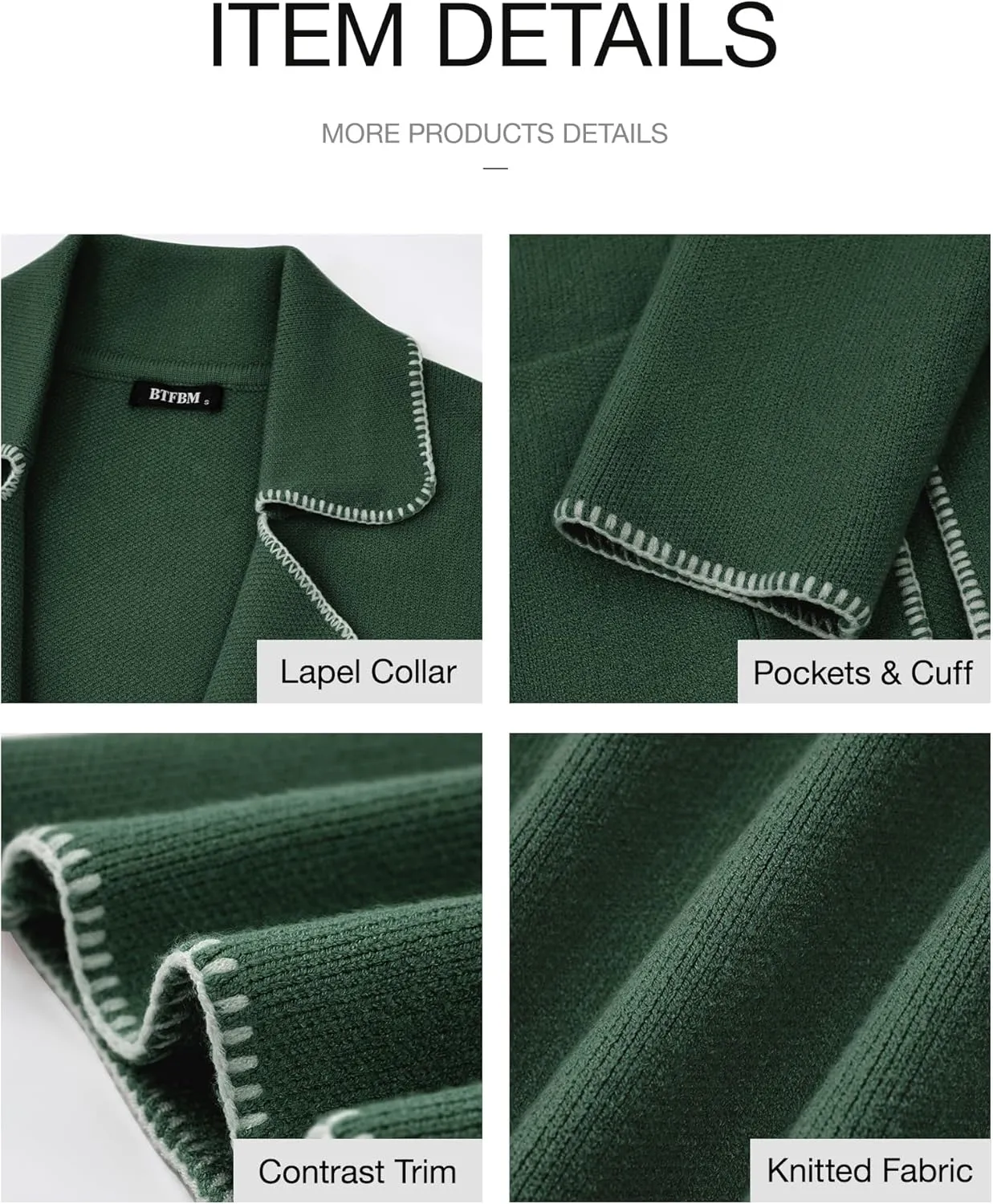 BTFBM Women's Open Front Cardigan Lapel Coatigan Lady 2024 Fall Winter Jacket Outwear Long Sweater Blazer with Pockets