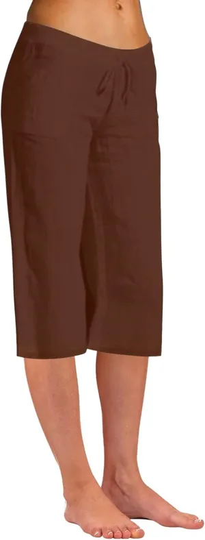 Capri Pants for Women Cotton Linen Blend Trousers High Waist Casual Seven Eighth Length Elegant Slim Fit Design