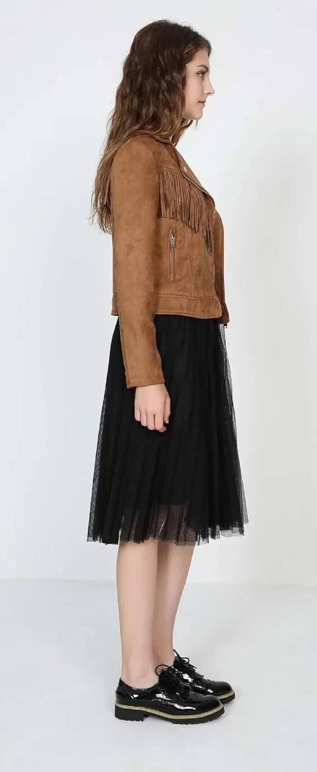 CHARTOU Women's Fall 2023 Fashion Faux Suede Leather Casual Moto Biker Jacket Coats