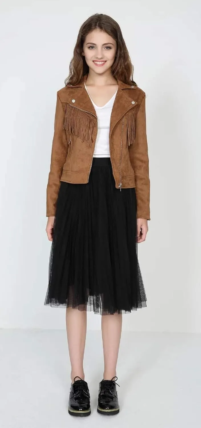 CHARTOU Women's Fall 2023 Fashion Faux Suede Leather Casual Moto Biker Jacket Coats