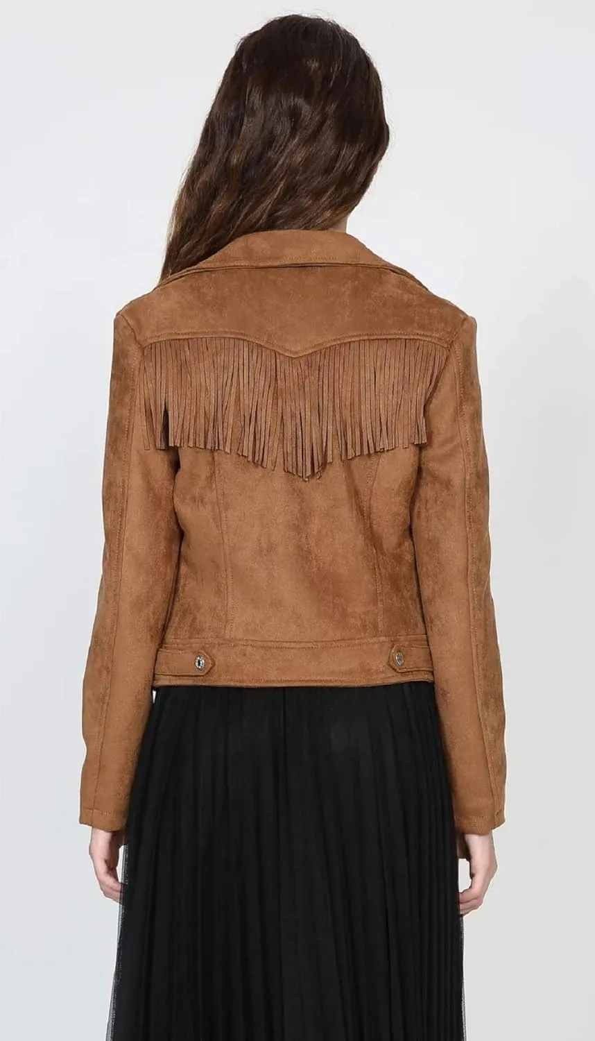 CHARTOU Women's Fall 2023 Fashion Faux Suede Leather Casual Moto Biker Jacket Coats