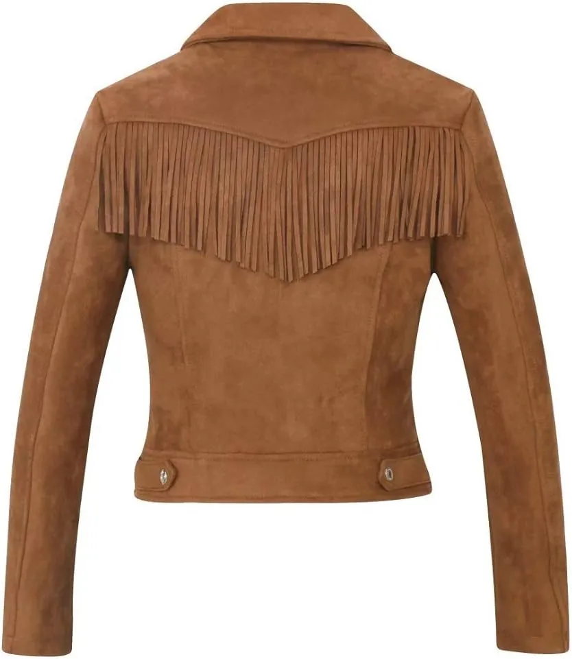 CHARTOU Women's Fall 2023 Fashion Faux Suede Leather Casual Moto Biker Jacket Coats