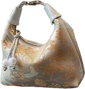 Chinese women's retro handbag, embroidered print design with unique shoulder bag, elegant temperament banquet gift
