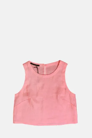 Classic Linen Sleeveless Top Coral