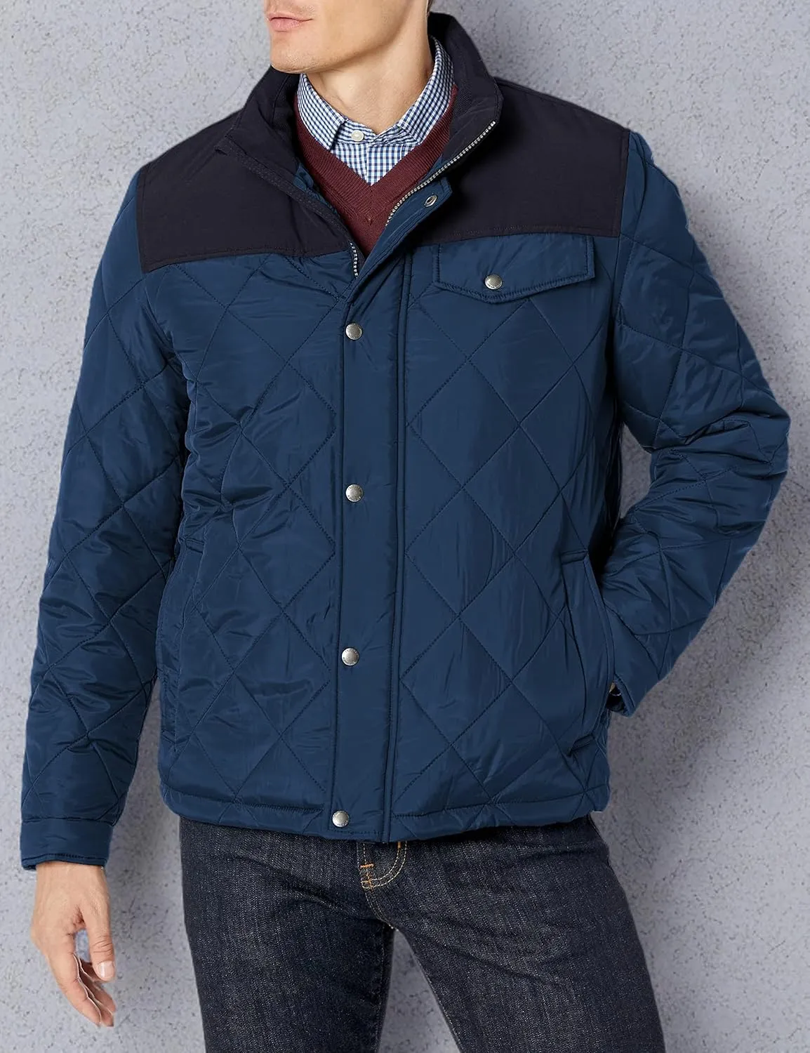 Cole Haan Men's 28" Tonal Mix Media Diamond With Faux Sherpa Lining