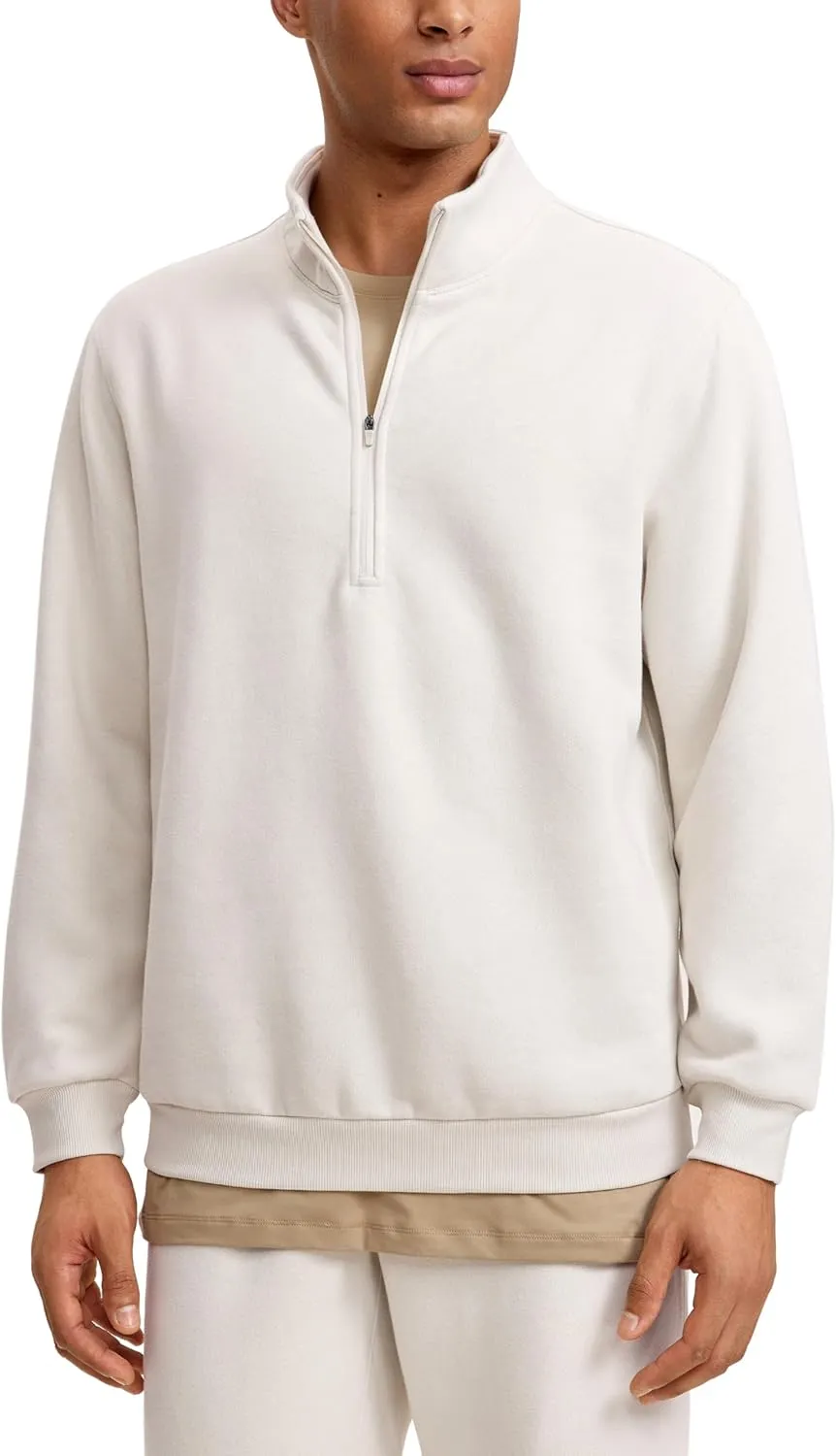 CRZ YOGA Fleece Lined Half Zip Sweatshirts for Men Mock Neck Pullover Sweat Shirts Casual Workout Daily Sweaters