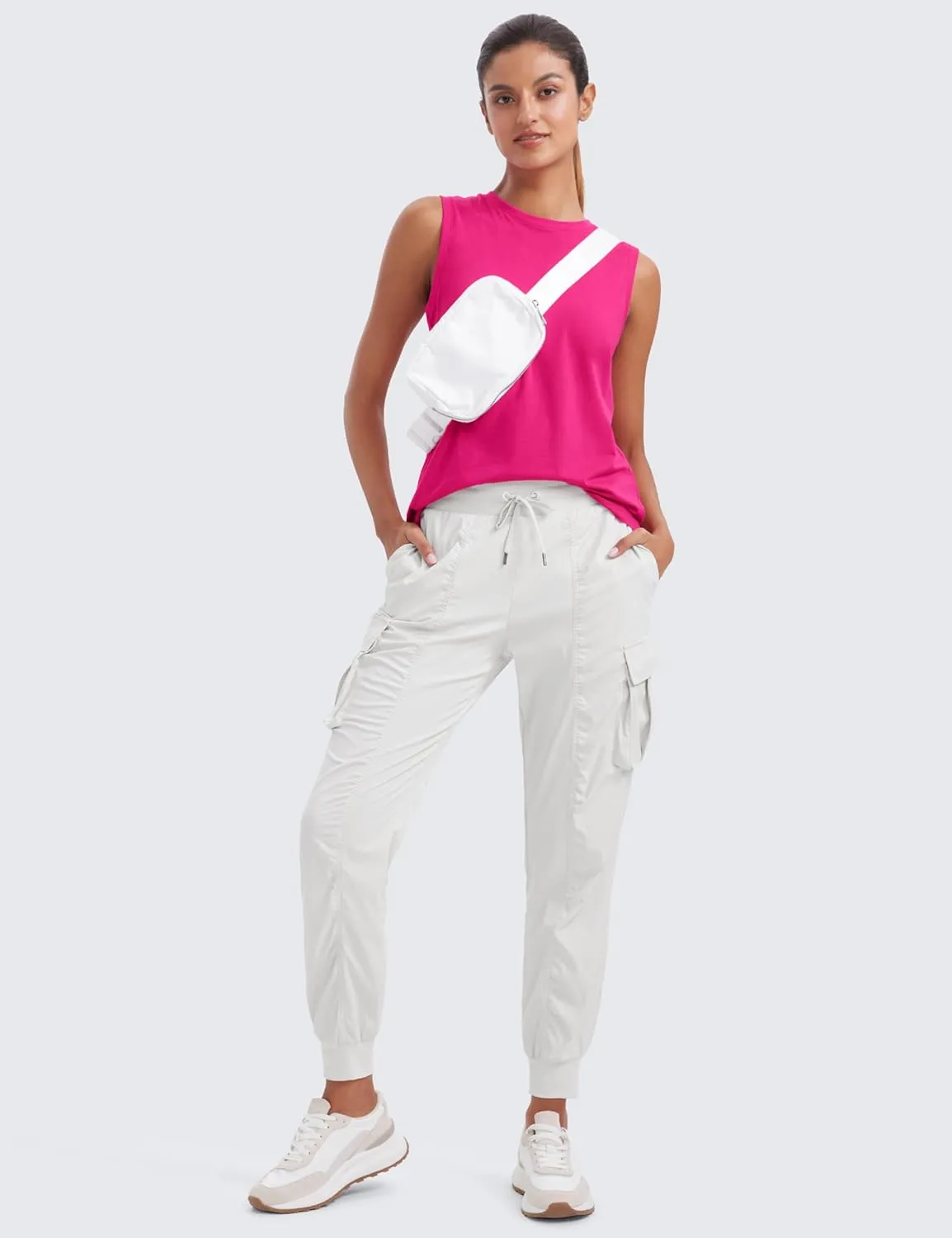 CRZ YOGA Pima Cotton High Neck Tank Basic Workout Sleeveless Tops for Women Soft Casual Athletic Yoga Shirts