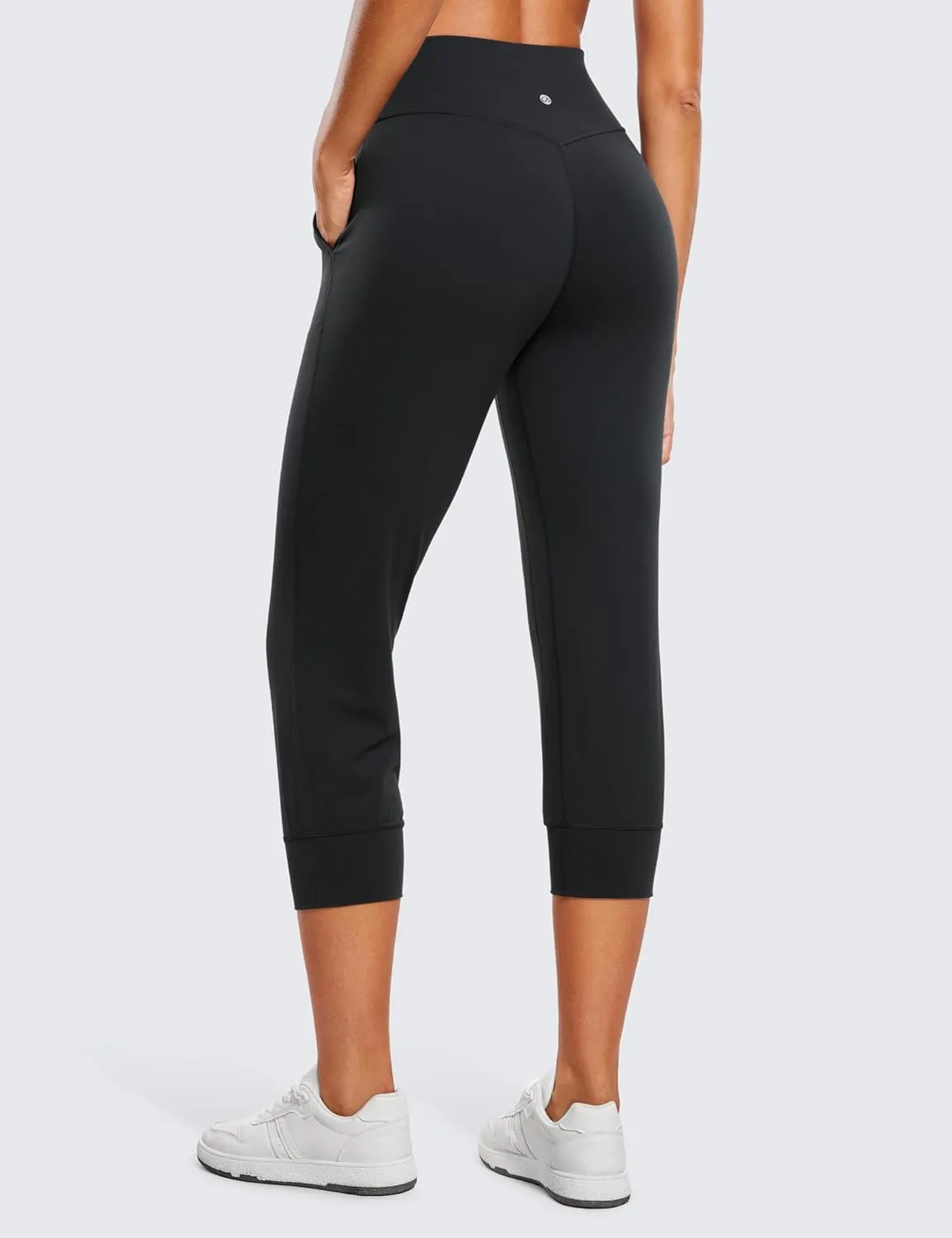 CRZ YOGA Womens Butterluxe High Waist Cropped Joggers 23" - Lounge Workout Leggings Yoga Capris Pants Pockets Buttery Soft