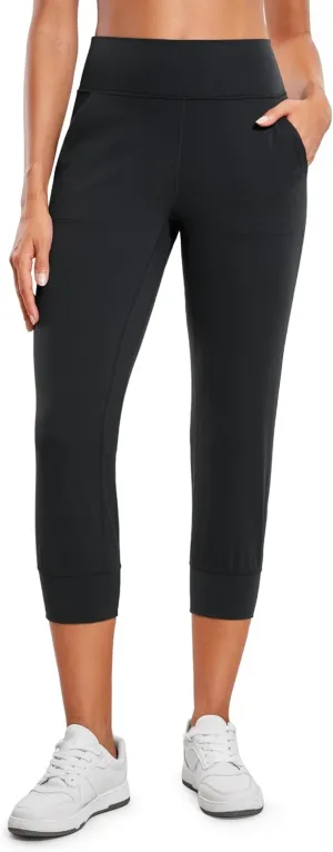 CRZ YOGA Womens Butterluxe High Waist Cropped Joggers 23" - Lounge Workout Leggings Yoga Capris Pants Pockets Buttery Soft