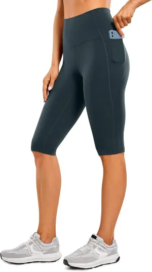 CRZ YOGA Women's Butterluxe Knee Length Capri Leggings 13 Inches - High Waisted Workout Yoga Long Biker Shorts with Pockets