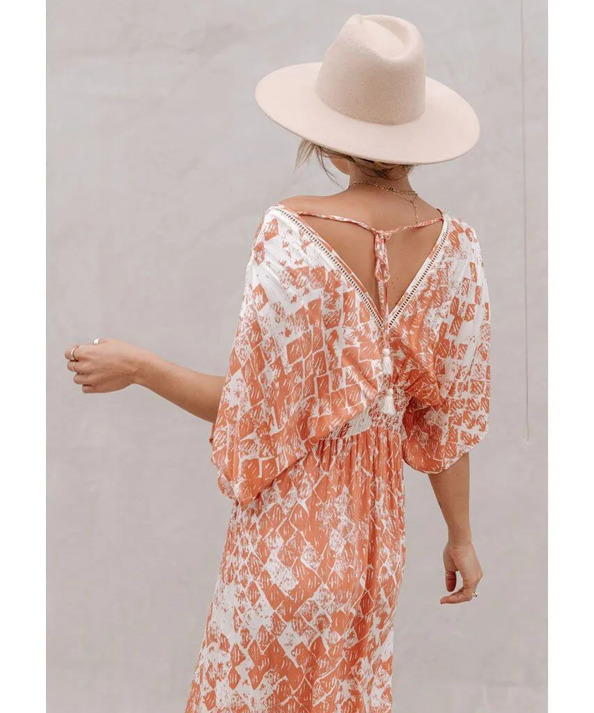 Desert Island Kimono Dress Terra Combo