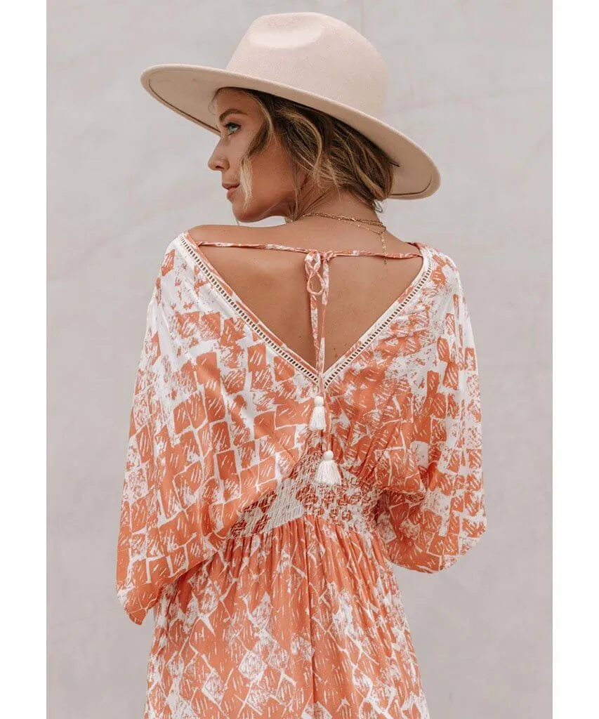 Desert Island Kimono Dress Terra Combo