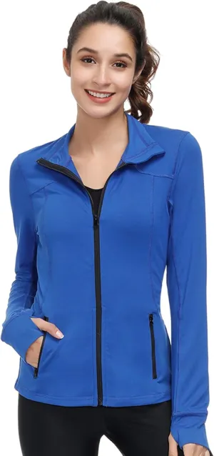 Dolcevida Womens Sports Jackets Zip Up Workout Yoga Jacket with Pockets