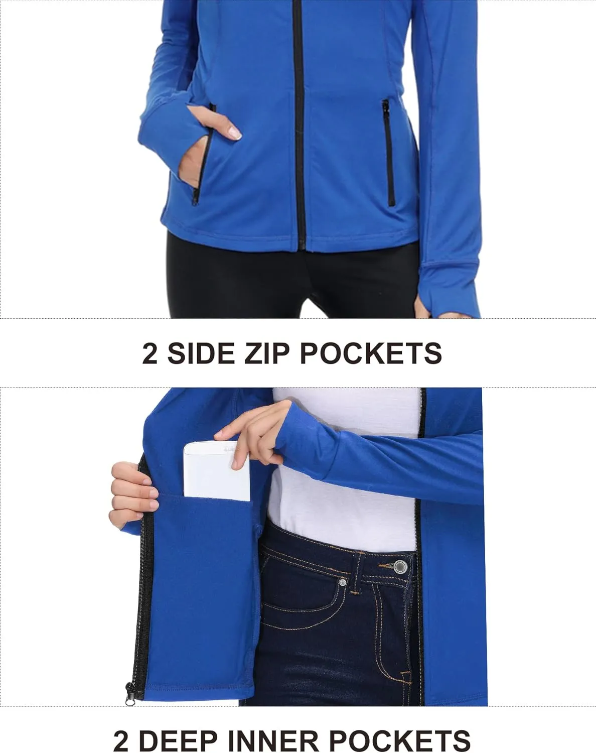 Dolcevida Womens Sports Jackets Zip Up Workout Yoga Jacket with Pockets