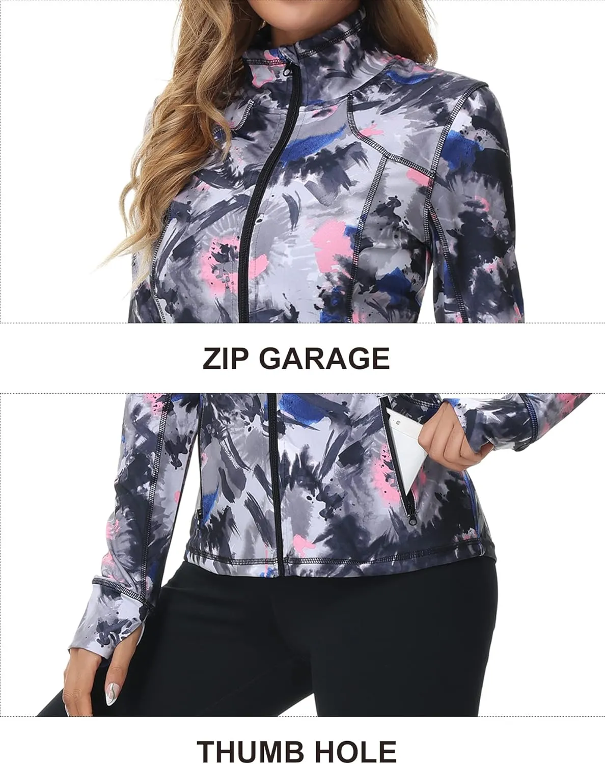 Dolcevida Womens Sports Jackets Zip Up Workout Yoga Jacket with Pockets