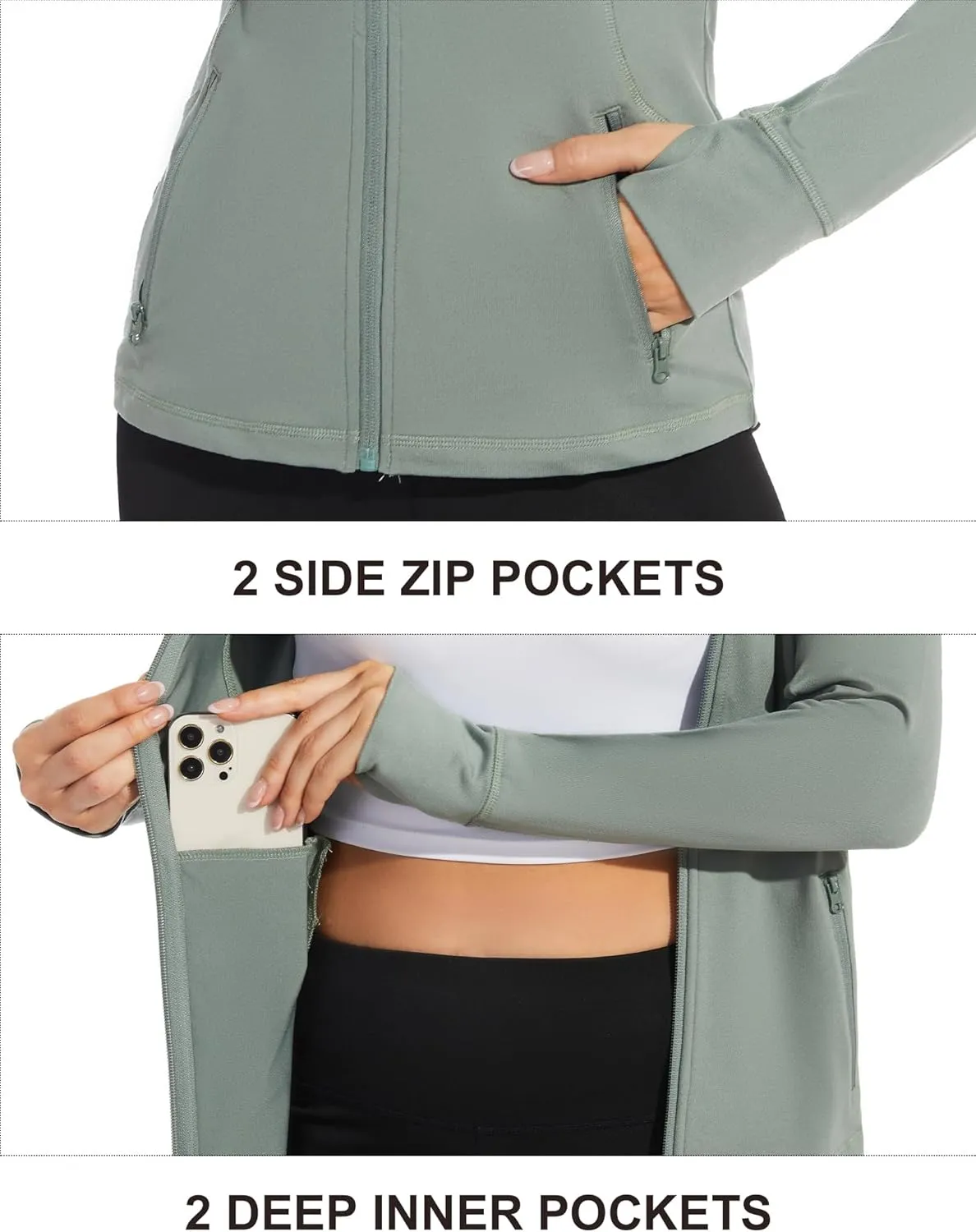 Dolcevida Womens Sports Jackets Zip Up Workout Yoga Jacket with Pockets