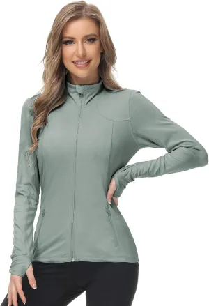 Dolcevida Womens Sports Jackets Zip Up Workout Yoga Jacket with Pockets