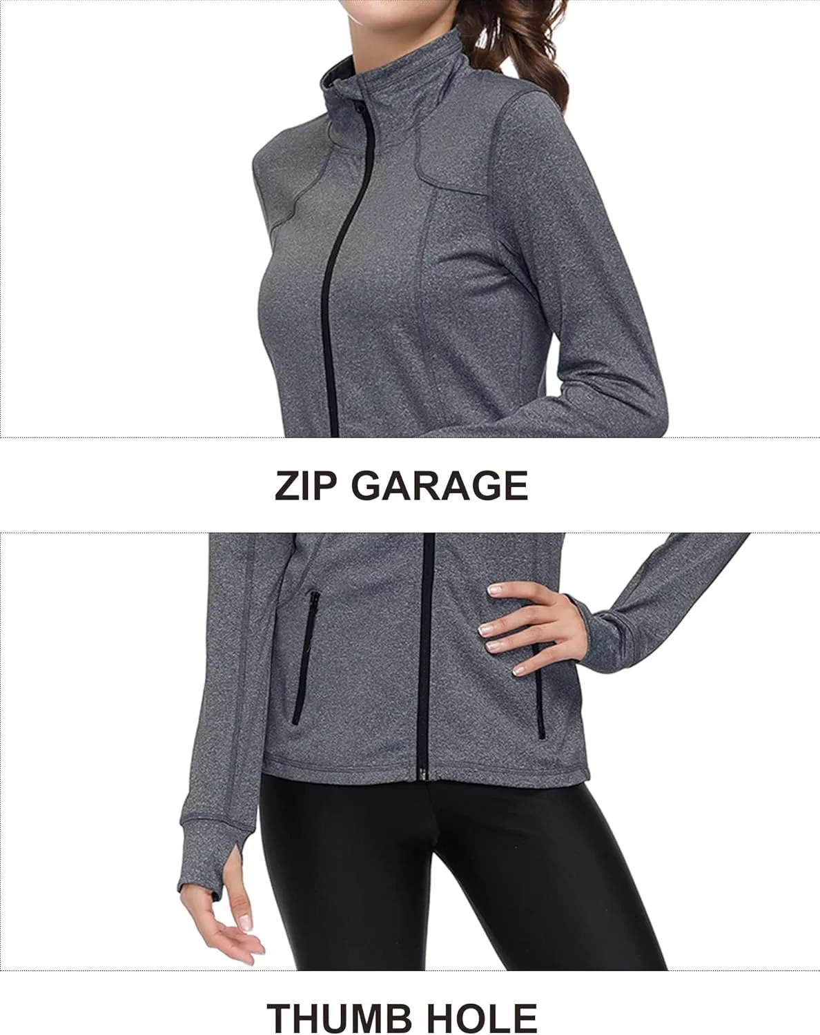 Dolcevida Womens Sports Jackets Zip Up Workout Yoga Jacket with Pockets