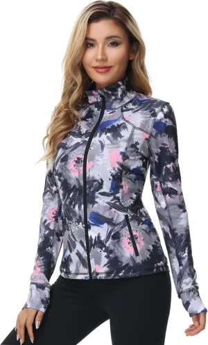 Dolcevida Womens Sports Jackets Zip Up Workout Yoga Jacket with Pockets
