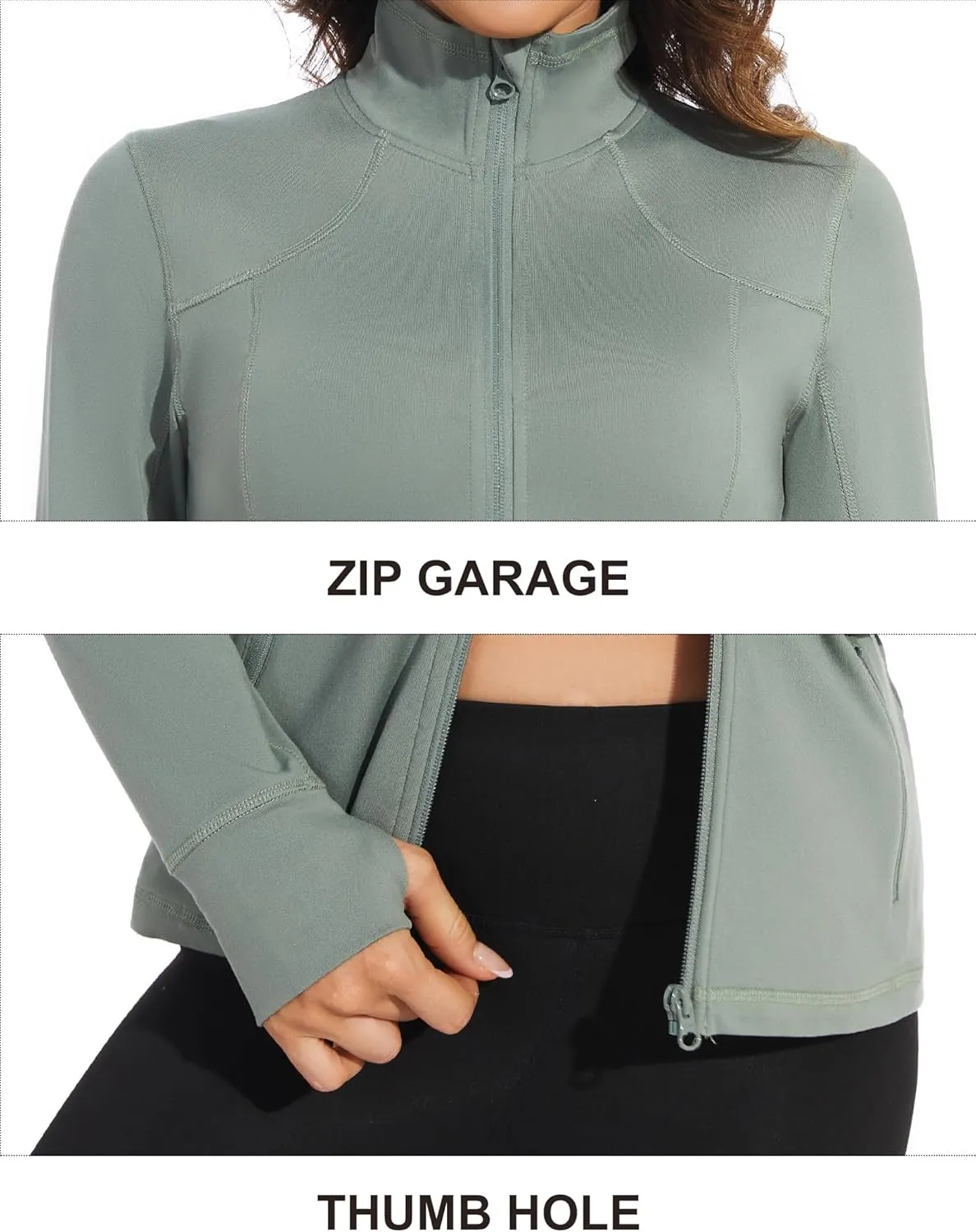 Dolcevida Womens Sports Jackets Zip Up Workout Yoga Jacket with Pockets