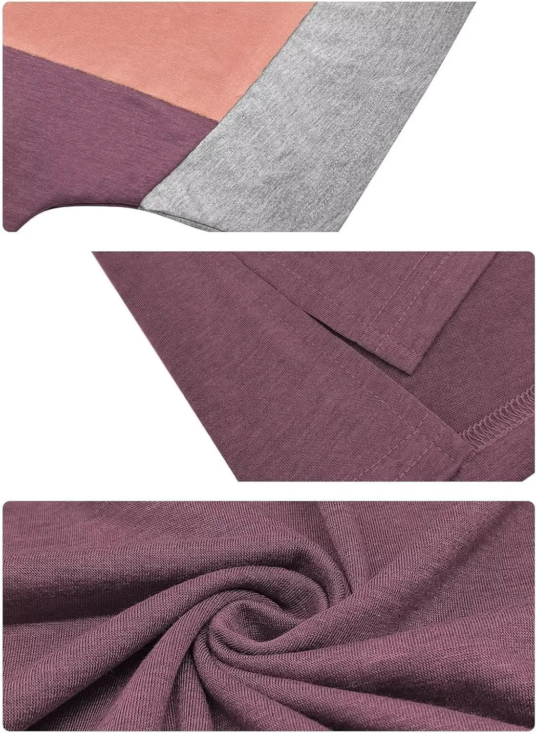 DOLNINE Plus-Size-Tops for Women Summer Color Block Shirts Casual Crewneck Tees Trendy Going Out Side Split Tunics XL-5XL