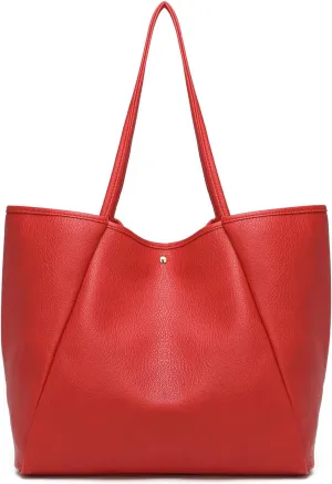 Dreubea Large Leather Tote Bag for Women - Big Work Bag, Spacious Minimalist Handbag, Laptop Tote for Travel & Office