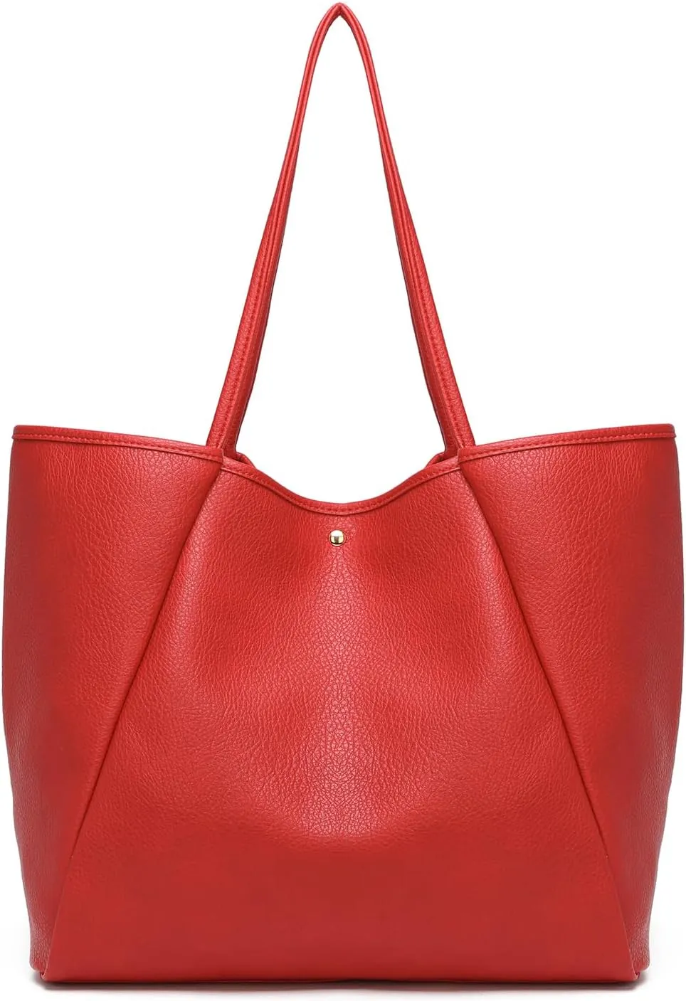 Dreubea Large Leather Tote Bag for Women - Big Work Bag, Spacious Minimalist Handbag, Laptop Tote for Travel & Office