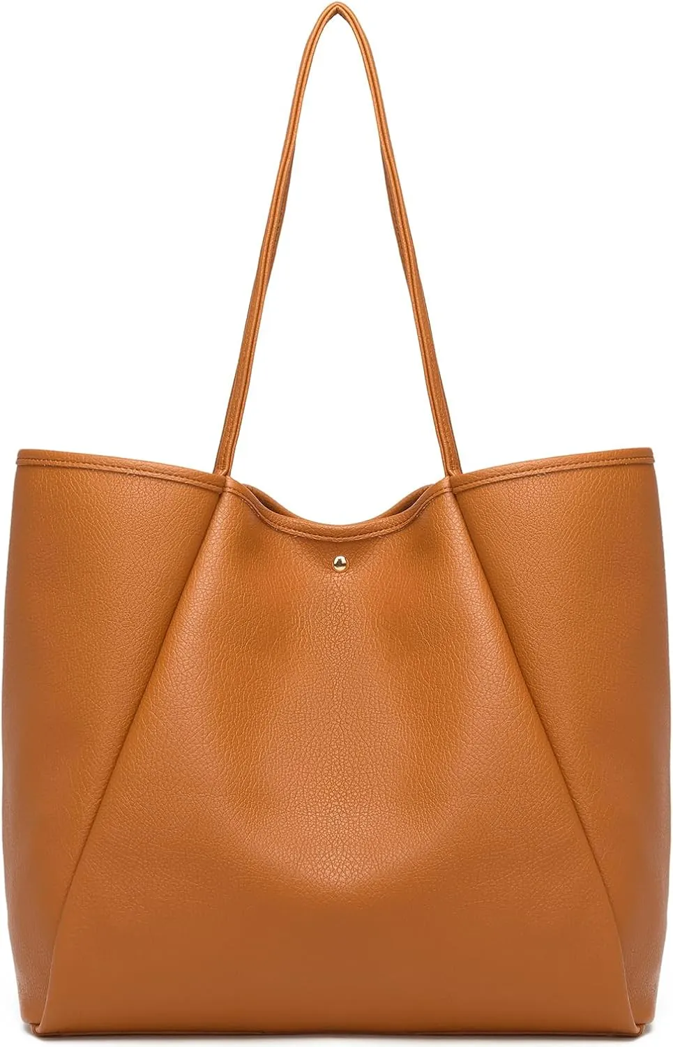Dreubea Large Leather Tote Bag for Women - Big Work Bag, Spacious Minimalist Handbag, Laptop Tote for Travel & Office