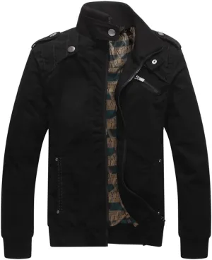 Dwar Men's Casual Washed Cotton Military Outdoor Jackets with Shoulder Straps