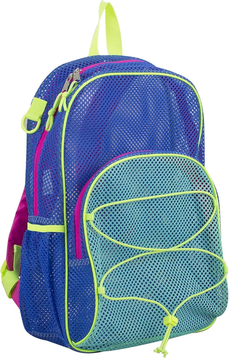 Eastsport DYB New Mesh Hiking Backpack Lightweight Bungee See Through for Travel, College, Swim, Gym Bag, 17.5 x 12.5 x 5.5 Inches Dynamic Blue Pink