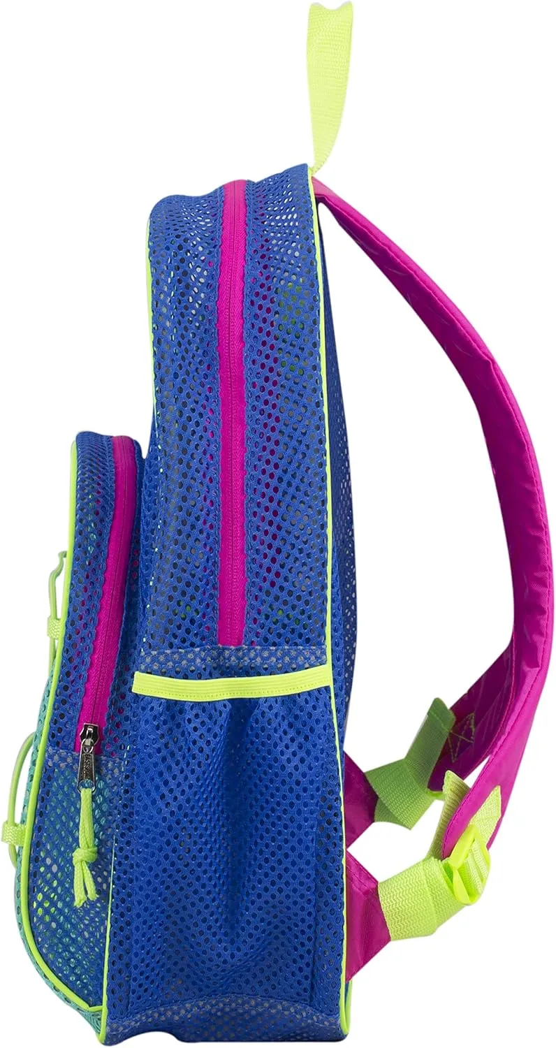 Eastsport DYB New Mesh Hiking Backpack Lightweight Bungee See Through for Travel, College, Swim, Gym Bag, 17.5 x 12.5 x 5.5 Inches Dynamic Blue Pink