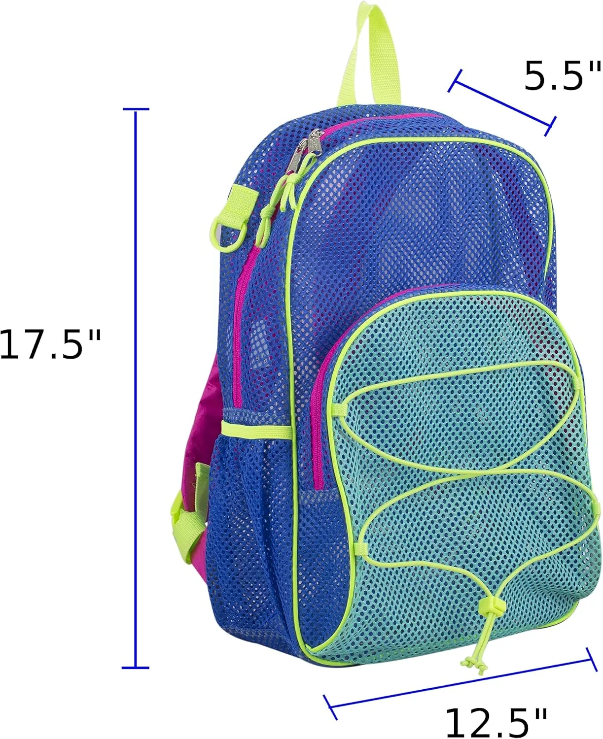 Eastsport DYB New Mesh Hiking Backpack Lightweight Bungee See Through for Travel, College, Swim, Gym Bag, 17.5 x 12.5 x 5.5 Inches Dynamic Blue Pink